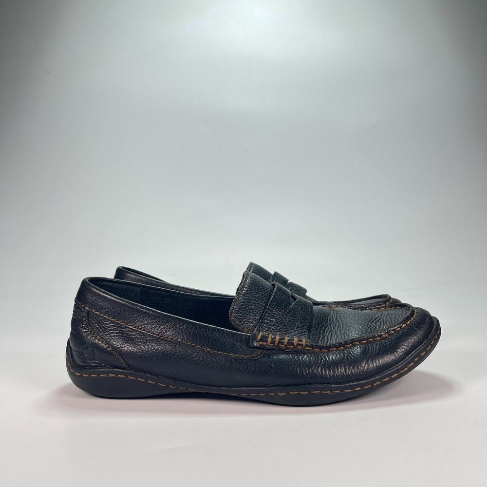 Born Simon III Black Full Grain Leather Slip On Loafers H36903 Women's Size 8.5M